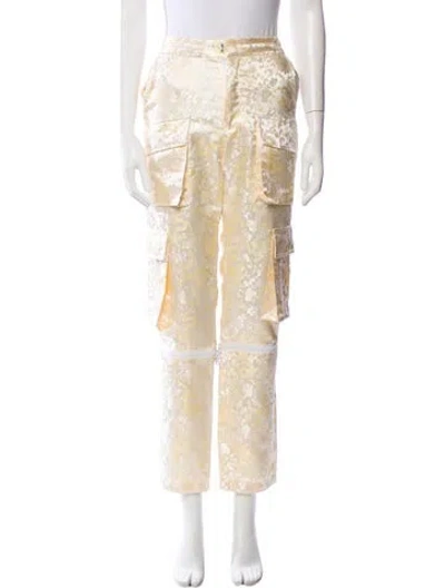 Pre-owned Kim Shui Lace Pattern Straight Leg Pants In Yellow