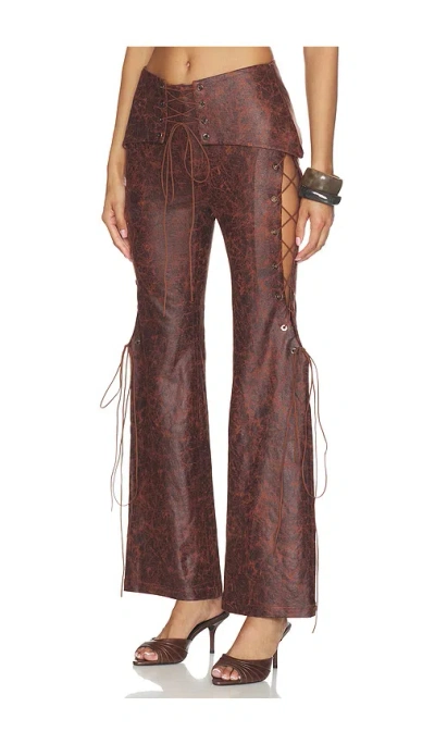Kim Shui Lace Up Pant In Brown