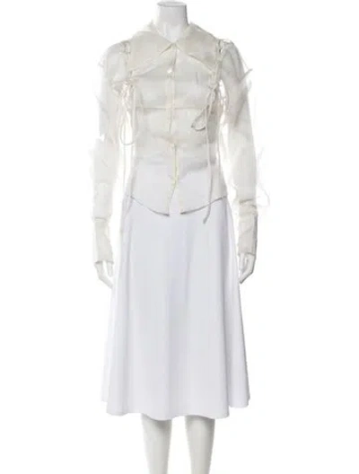Pre-owned Kim Shui Long Sleeve Button-up Top In Clear/white