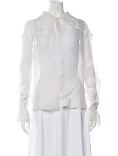 Pre-owned Kim Shui Long Sleeve Top In White