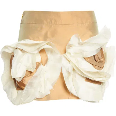 Kim Shui Luana Embellished Taffeta Miniskirt In Brown