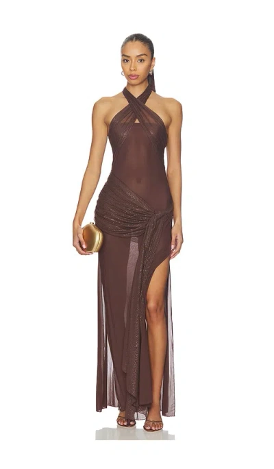 Kim Shui Mesh Dress In Brown Sparkle