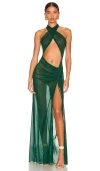 Kim Shui Mesh Wrap Gown In Green