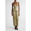 Kim Shui Mitchell Snakeskin Embossed Faux Leather Dress In Animal Print