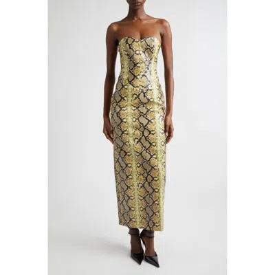 KIM SHUI KIM SHUI MITCHELL SNAKESKIN EMBOSSED FAUX LEATHER DRESS