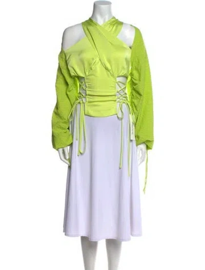 Pre-owned Kim Shui Mock Neck Long Sleeve Sweatshirt In Green