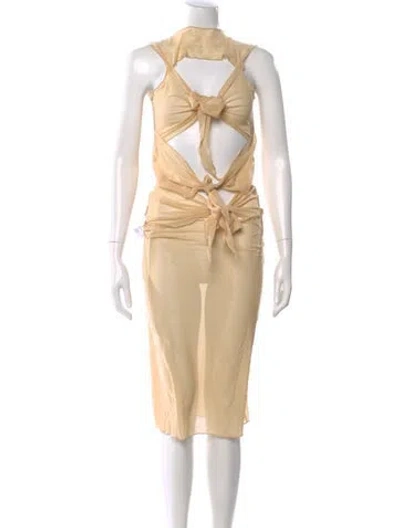 Pre-owned Kim Shui Mock Neck Midi Length Dress W/ Tags In Neutral