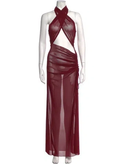 Pre-owned Kim Shui Nylon Long Dress In Burgundy