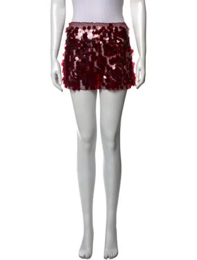 Pre-owned Kim Shui Nylon Mini Skirt In Burgundy