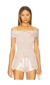 Kim Shui Off Shoulder Tie Top In Pink