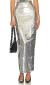 Kim Shui Pailette Maxi Skirt In Metallic Silver