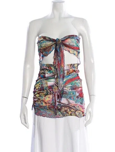 Pre-owned Kim Shui Paisley Print Strapless Crop Top In Multi