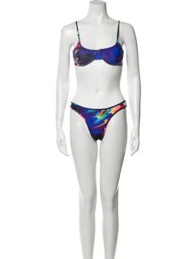Pre-owned Kim Shui Printed Bikini In Blue