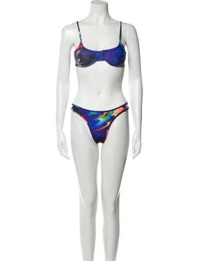 Pre-owned Kim Shui Printed Bikini In Blue