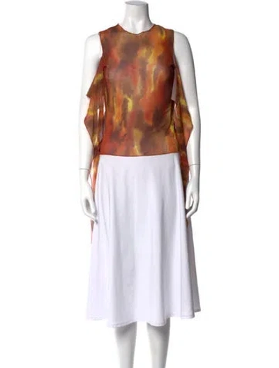 Pre-owned Kim Shui Printed Crew Neck Top In Brown