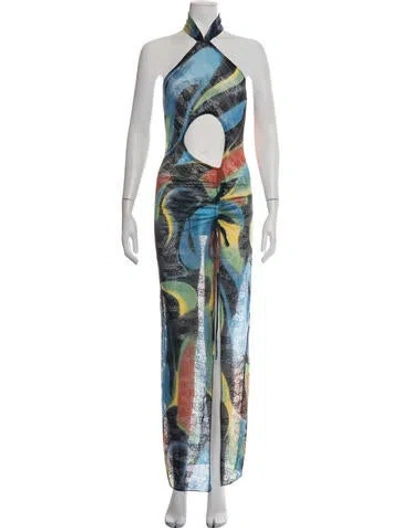 Pre-owned Kim Shui Printed Long Dress In Blue