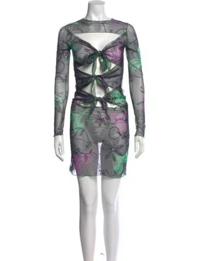 Pre-owned Kim Shui Printed Mini Dress W/ Tags In Black