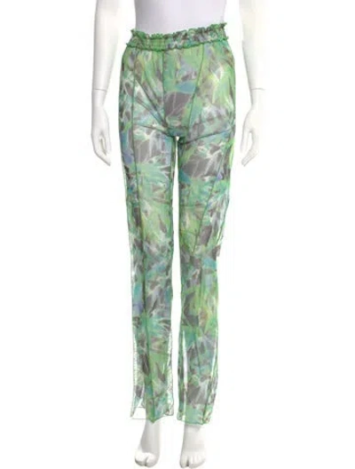 Pre-owned Kim Shui Printed Straight Leg Pants In Green