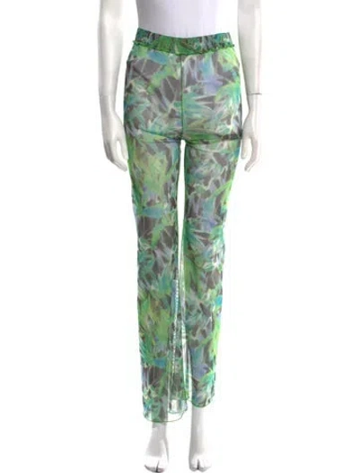 Pre-owned Kim Shui Printed Straight Leg Pants In Green