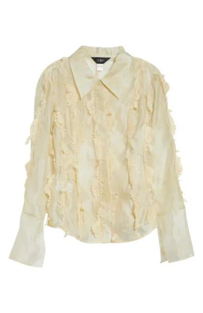Kim Shui Quiyona Lace Trim Sheer Silk Shirt In Neutral