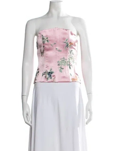 Pre-owned Kim Shui Silk Floral Print Top In Pink