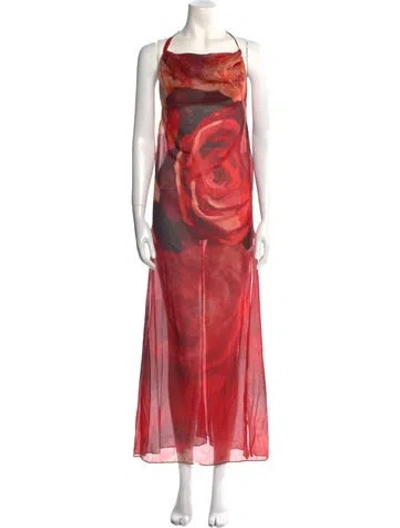 Pre-owned Kim Shui Silk Long Dress In Red