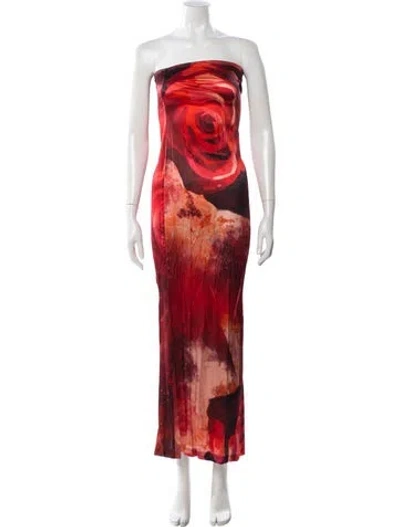 Pre-owned Kim Shui Silk Long Dress In Red