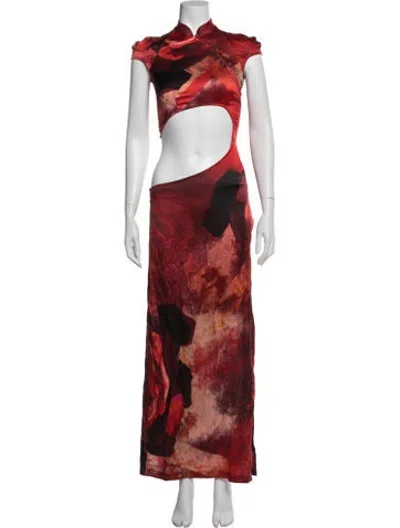 Pre-owned Kim Shui Silk Long Dress In Red