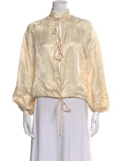 Pre-owned Kim Shui Silk Patterned Top In Neutral