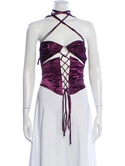 Pre-owned Kim Shui Silk Patterned Top In Purple