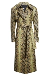 Kim Shui Snakeskin Embossed Faux Leather Trench Coat In Animal Print