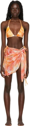 Kim Shui Ssense Exclusive Orange String Bikini In Orange Print