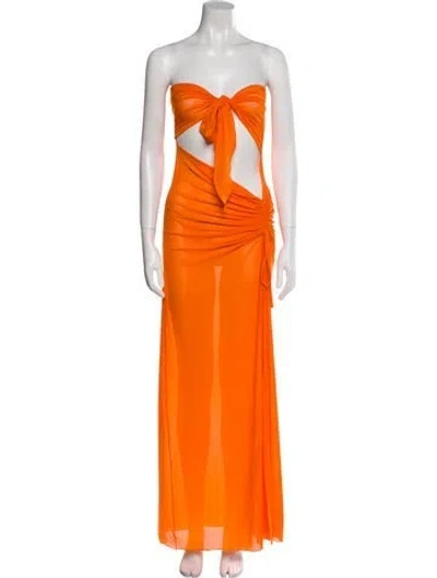 Pre-owned Kim Shui Strapless Midi Length Dress In Orange