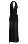 Kim Shui Stretch Mesh Halter Dress In Black
