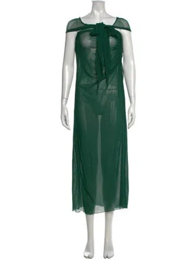 Pre-owned Kim Shui Tie Neck Long Dress In Green