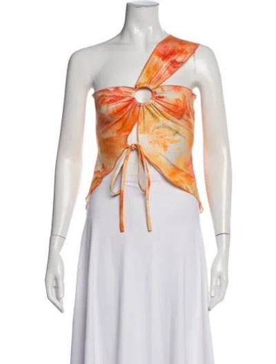 Pre-owned Kim Shui Tie-dye Print Asymmetrical Crop Top W/ Tags In White