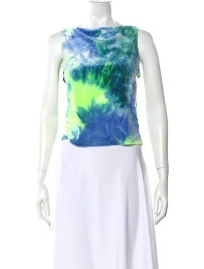 Pre-owned Kim Shui Tie-dye Print Bateau Neckline Top In Blue