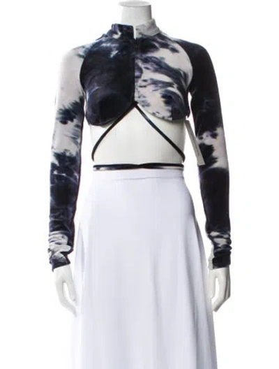 Pre-owned Kim Shui Tie-dye Print Mock Neck Crop Top W/ Tags In White