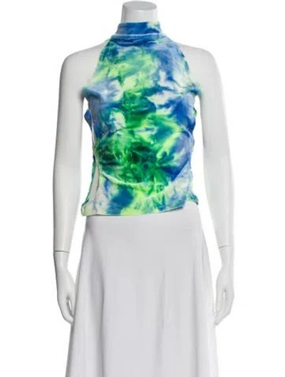 Pre-owned Kim Shui Tie-dye Print Mock Neck Top In Green