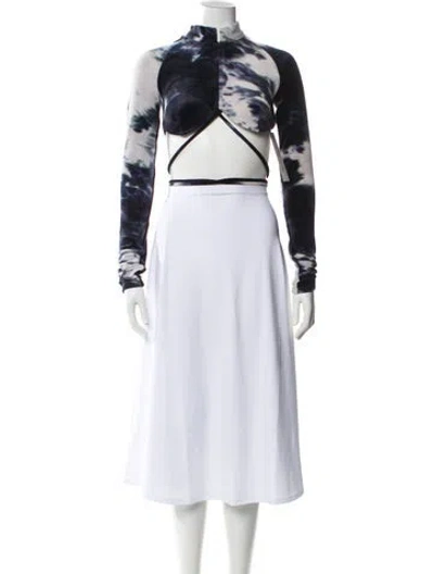 Pre-owned Kim Shui Tie-dye Print Mock Neck Top W/ Tags In White