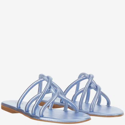 Kima Crisscross Leather Sandals In Blue