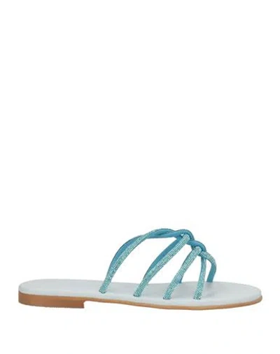 Kima From Greece With Love Woman Sandals Light Blue Size 7 Textile Fibers