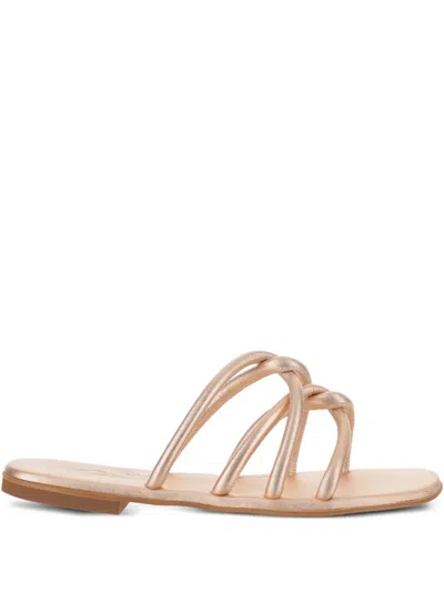 Kima Leather Flat Sandals In Pink