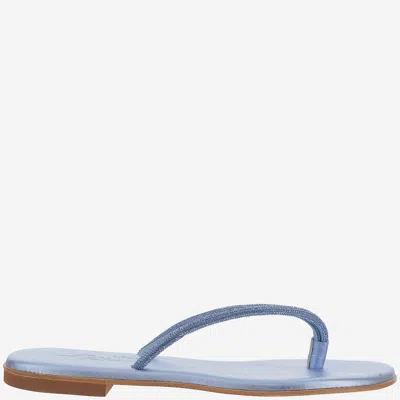 Kima Leather Sandals With Rhinestones In Clear Blue