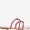 Kima Leather Sandals With Rhinestones In Pink