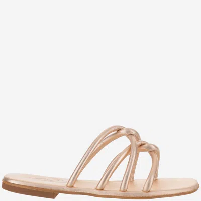 Kima Leather Sandals With Rhinestones In Pink
