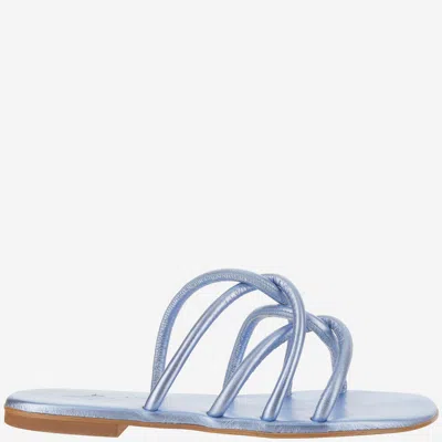 Kima Leather Sandals In Light Blue