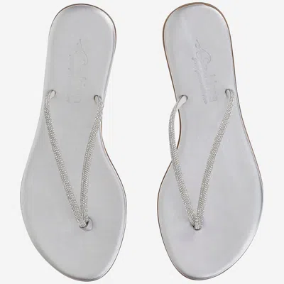 Kima Rhinestone-embellished Leather Sandals In Silver