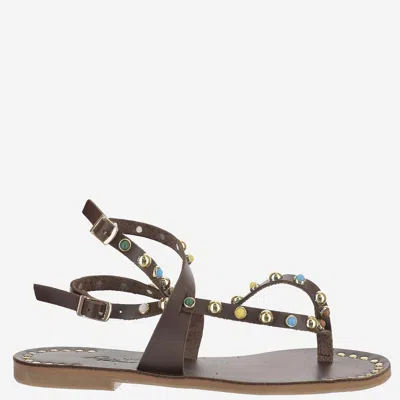 Kima Studded Leather Sandal In Brown