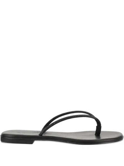 Kimai Leather Flat Sandals In Black